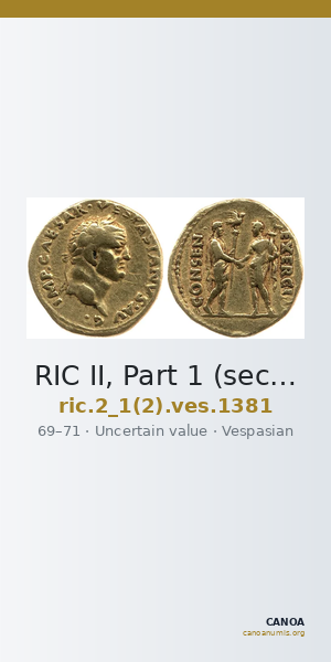 RIC II, Part 1 (second edition) Vespasian 1381 — CANOA