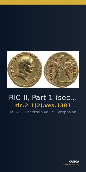 RIC II, Part 1 (second edition) Vespasian 1381 — CANOA
