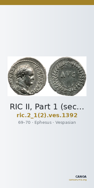 RIC II, Part 1 (second edition) Vespasian 1392 — CANOA
