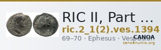 RIC II, Part 1 (second edition) Vespasian 1394 — CANOA
