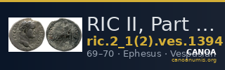 RIC II, Part 1 (second edition) Vespasian 1394 — CANOA