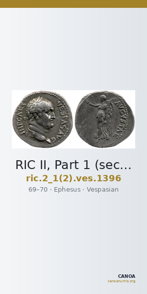 RIC II, Part 1 (second edition) Vespasian 1396 — CANOA