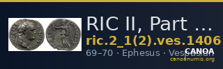 RIC II, Part 1 (second edition) Vespasian 1406 — CANOA