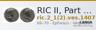 RIC II, Part 1 (second edition) Vespasian 1407 — CANOA