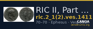 RIC II, Part 1 (second edition) Vespasian 1411 — CANOA