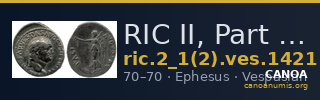 RIC II, Part 1 (second edition) Vespasian 1421 — CANOA