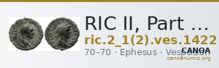 RIC II, Part 1 (second edition) Vespasian 1422 — CANOA
