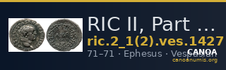 RIC II, Part 1 (second edition) Vespasian 1427 — CANOA