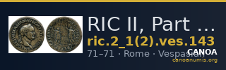 RIC II, Part 1 (second edition) Vespasian 143 — CANOA