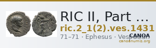 RIC II, Part 1 (second edition) Vespasian 1431 — CANOA