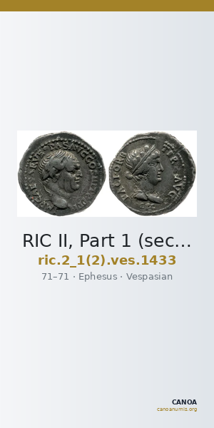 RIC II, Part 1 (second edition) Vespasian 1433 — CANOA