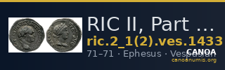 RIC II, Part 1 (second edition) Vespasian 1433 — CANOA