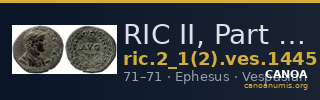 RIC II, Part 1 (second edition) Vespasian 1445 — CANOA