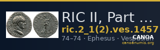 RIC II, Part 1 (second edition) Vespasian 1457 — CANOA
