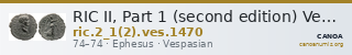 RIC II, Part 1 (second edition) Vespasian 1470 — CANOA