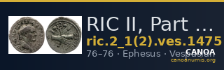 RIC II, Part 1 (second edition) Vespasian 1475 — CANOA