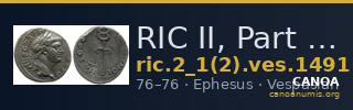 RIC II, Part 1 (second edition) Vespasian 1491 — CANOA