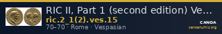 RIC II, Part 1 (second edition) Vespasian 15 — CANOA