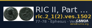 RIC II, Part 1 (second edition) Vespasian 1502 — CANOA