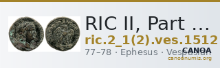 RIC II, Part 1 (second edition) Vespasian 1512 — CANOA