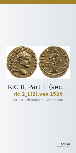 RIC II, Part 1 (second edition) Vespasian 1526 — CANOA