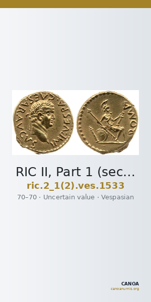 RIC II, Part 1 (second edition) Vespasian 1533 — CANOA
