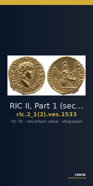 RIC II, Part 1 (second edition) Vespasian 1533 — CANOA