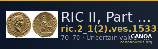 RIC II, Part 1 (second edition) Vespasian 1533 — CANOA