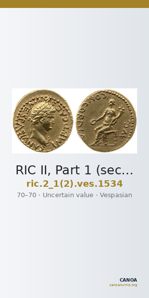 RIC II, Part 1 (second edition) Vespasian 1534 — CANOA
