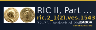 RIC II, Part 1 (second edition) Vespasian 1543 — CANOA