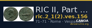 RIC II, Part 1 (second edition) Vespasian 156 — CANOA