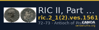 RIC II, Part 1 (second edition) Vespasian 1561 — CANOA