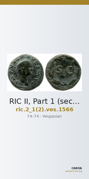 RIC II, Part 1 (second edition) Vespasian 1566 — CANOA