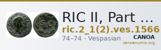RIC II, Part 1 (second edition) Vespasian 1566 — CANOA