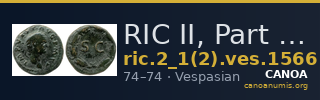 RIC II, Part 1 (second edition) Vespasian 1566 — CANOA