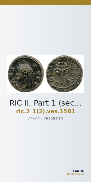 RIC II, Part 1 (second edition) Vespasian 1581 — CANOA