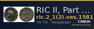 RIC II, Part 1 (second edition) Vespasian 1581 — CANOA