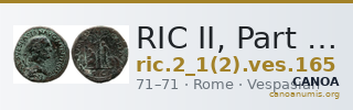 RIC II, Part 1 (second edition) Vespasian 165 — CANOA