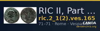 RIC II, Part 1 (second edition) Vespasian 165 — CANOA