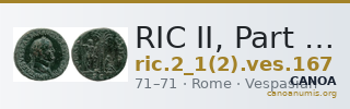 RIC II, Part 1 (second edition) Vespasian 167 — CANOA