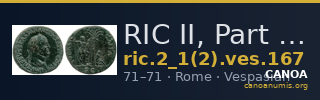 RIC II, Part 1 (second edition) Vespasian 167 — CANOA