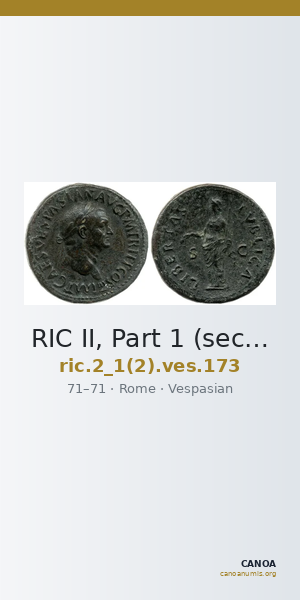 RIC II, Part 1 (second edition) Vespasian 173 — CANOA