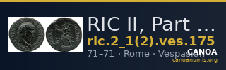 RIC II, Part 1 (second edition) Vespasian 175 — CANOA