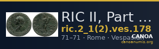 RIC II, Part 1 (second edition) Vespasian 178 — CANOA