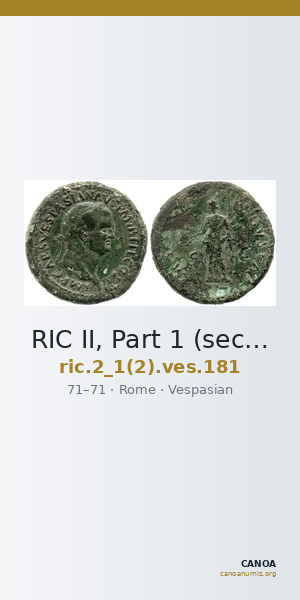 RIC II, Part 1 (second edition) Vespasian 181 — CANOA