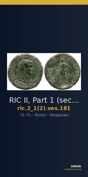 RIC II, Part 1 (second edition) Vespasian 181 — CANOA