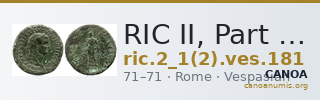 RIC II, Part 1 (second edition) Vespasian 181 — CANOA
