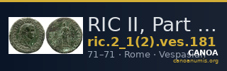 RIC II, Part 1 (second edition) Vespasian 181 — CANOA