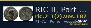 RIC II, Part 1 (second edition) Vespasian 187 — CANOA