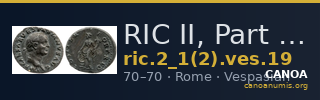 RIC II, Part 1 (second edition) Vespasian 19 — CANOA